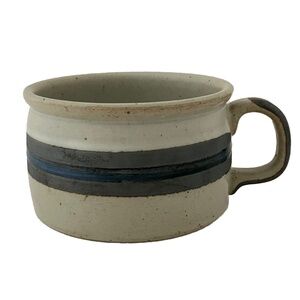 Horizon Otagiri Stoneware Round Soup Mug Blue and Brown Stripes